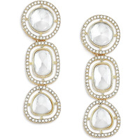 Zaveri Pearls Gold Tone Artificial Stones & Austrian Diamonds Dangle Earring For Women-ZPFK16885