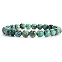 Hot And Bold Unisex Adult Natural Stone African Turquoise Bracelet With Certificate-Genuine Healing Crystal Jewelry For Reiki And Feng Shui Energy Balance