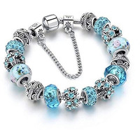 YouBella Jewellery Silver Plated Stylish Latest Crystal Bracelet Bangle Jewellery For Girls and Women (Blue)