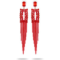 YouBella Jewellery Earings Crystal Tassel Handmade Earrings for Girls and Women (Red)
