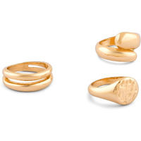 ZAVERI PEARLS Set of 3 Gold Tone Bold Statement Finger Rings For Women-ZPFK15952