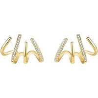 BLACKBOX Gold Plated Ear Cuff Stud korean Earrings for Women & Girls | Stylish & Fashionable Earing | Accessories Jewellery for Women | Best Gift for Birthday, Anniversary & Wedding