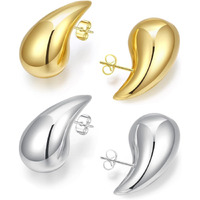 Fashion Frill Earrings For Women Stainless Steel Stylish Teardrop Gold Earrings For Women Girls Love Gifts Earrings Combo Womens Jewellery (Golden Silver)