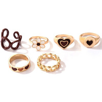 Shining Diva Fashion Latest Stylish Set of 6 Finger Rings for Women and Girls (14682r)