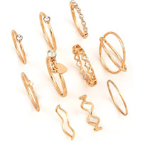 Shining Diva Fashion Latest Stylish Metal Boho Midi Finger Rings for Women and Girls - Set of 10 (rrsd14219r), Golden