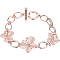 Shining Diva Fashion 18k Rose Gold Opal Crystal Butterfly Bracelet for Women and Girls (Golden) (10722b)