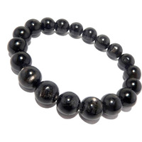 Young & Forever Gift Certified Reiki Crystal Semi Precious Gemstone Silver Sheen Obsidian Happiness and Protection Energy Healing Stone Stretch Bracelet for Men Women
