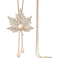 Shining Diva Fashion Latest Stylish Design Crystal Flower Long Chain Pendant Pendant for Women (Golden) (10785np)