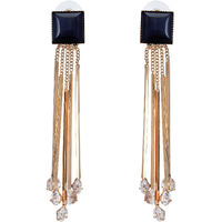 YouBella Jewellery Crystal Gold Plated Dangler Earrings for Girls and Women (Black)