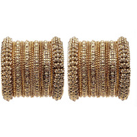 ZENEME Fashion Jewellery Traditional Gold Plated Bracelet Bangles Set for Girls and Women (Mehndi, 2.6)