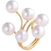 Shining Diva Fashion Adjustable Elegant Pearl Gold Plated Ring for Women and Girls (Golden) (8267r)