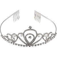 SATYAM KRAFT 1 Pcs Hair Accessories stylish Tiara Headband Princess Crown for Girls and women for Birthday, Bridal, Haldi, Mehendi, Valentine Ceremony, and Valentine Occasion (Pack of 1, Silver)