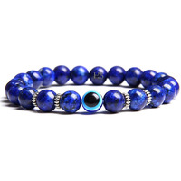 Hot And Bold Evil Eye Beads Triple Protection Nazaria Bracelet: Natural Stones With Certificate Of Authenticity For Unisex Adult