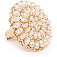 ZAVERI PEARLS Gold Tone Pearls Flower Ethnic Adjustable Finger Ring For Women-ZPFK9537