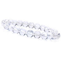 Young & Forever Gift Certified Reiki Crystal Semi Precious Gemstone Clear Quartz Bracelet Positive Energy Healing Stone Stretch Bracelet for Men and Women