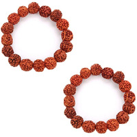 Petrichor Unisex Rudraksha Bracelets 5 Mukhi Bead Daily Fashion Wear (Brown) - Pack of 2