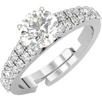 Clara Pure 925 Sterling Silver V Solitaire Finger Ring with Adjustable Band | Gift for Women Girls Wife Girlfriend | Swiss Zircon Rhodium Plated