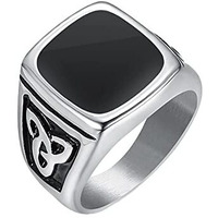 Yellow Chimes Rings for Men and Boys | Silver Ring for Men | Square Shaped Mens Ring | Stainless Steel Rings for Men | Accessories Jewellery for Men | Birthday and Anniversary Gift(Size US 10)