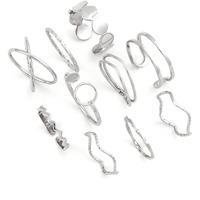 Shining Diva Fashion Latest Stylish Metal Boho Midi Finger Rings for Women and Girls - Set of 10 (rrsd14183r), Silver