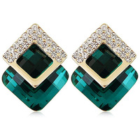 YouBella Jewellery for women earings Gold Plated Crystal Stud Tops Earrings for Girls and Women (Green)