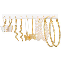 YouBella Jewellery Gold Plated Combo Of 5 Hoop Earrings For Girls And Women (Gold) (Ybear_32945), Medium