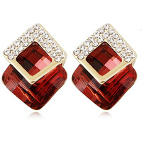YouBella Fashion Jewellery Crystal Stud Earrings for Girls and Women (RED)