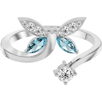 CLARA 925 Sterling Silver Butterfly Open Ring | Size Adjustable, Rhodium Plated, Swiss Zirconia | Gift for Women & Girls