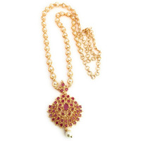 Sasitrends 1 Gram Micro Gold Plated Pearl Chain Pendant Necklace For Women And Girls
