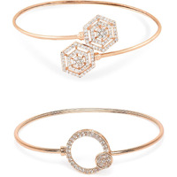 ZAVERI PEARLS Set of 2 Rose Gold Contemporary Cubic Zirconia Brass Kada Style Bracelet For Women-ZPFK11117