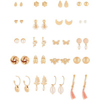 Zaveri Pearls Set of 20 Gold Tone Classy Contemporary Studs & Drop Earrings For Women-ZPFK14570