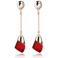 Shining Diva Fashion Womens 18K Red Copper Crystal Gold Plated Stylish Earrings-(9693er)
