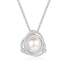 Shining Diva Fashion Latest Stylish Silver Plated Pearl Chain Pendant Necklace Gifts for Women and Girls (14618np)