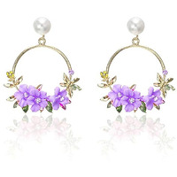 YouBella Jewellery Earrings for women stylish Floral Resin Earrings for Girls and Women (Purple)