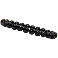 Young & Forever Gift Certified Reiki Crystal Semi Precious Gemstone Black Tourmaline Bracelet Protection Energy Healing Stone Stretch Bracelet for Men and Women