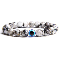 Hot And Bold Unisex Adult Evil Eye Beads Triple Protection Nazaria Bracelet: Natural Stones With Certificate Of Authenticity
