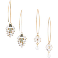 Zaveri Pearls Set Of 2 White Tiny Enamel Flower Contemporary Drop Earring For Women-ZPFK16883