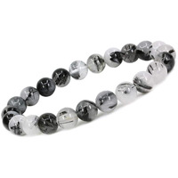 Young & Forever Gift Certified Reiki Crystal Semi Precious Gemstone Black Rutile strengthen Willpower and Motivation Energy Healing Stone Stretch Bracelet for Men Women