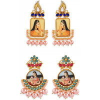 Zaveri Pearls Combo of 2 Gold Tone Padmavati Inspired Dangle Earring For Women-ZPFK7934