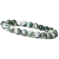 Young & Forever Gift Certified Reiki Crystal Semi Precious Gemstone Tree Agate Bracelet Growth and Abundance Energy Healing Stone Stretch Bracelet for Men and Women