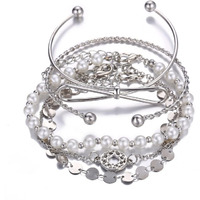 Shining Diva Fashion Latest Stylish Multilayer Silver Plated Bangle Bracelet for Women and Girls (12800b)(Set of 5)