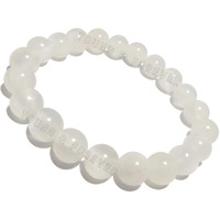 Young & Forever Gift Reiki Crystal Semi Precious Gemstone Selenite Bracelet for Cleansing and Purification Healing Stone Stretch Bracelet for Men and Women