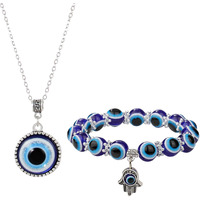 Fashion Frill Evil Eye Silver Chain For Women With Evil Eye Bracelet For Men Women Girls Pendant Chain Jewellery Combo
