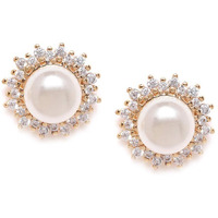 Zaveri Pearls Sparkling Cubic Zirconia & Pearl Stud Earring For Women-ZPFK9458