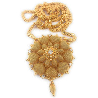 SUKRA GOLD 1 Gram Micro Gold Plated Copper Jade Traditional Designer Golden Fashion Jewellery Dollar Chain for Women (24 inch)