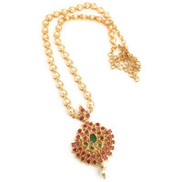 Sasitrends 1 Gram Micro Gold Plated Pearl Chain Pendant Necklace For Women And Girls