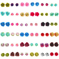 Shining Diva Fashion Floral Design Multicolour Non Precious Base Metal Stud Earrings for Women - 36 Pairs Combo Set (12137er)