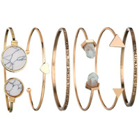 Shining Diva Fashion Set of 6 Multilayer Cuff Bangle Gold Plated Bracelet for Women and Girls (Golden) (rrsd10705b)