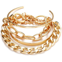 Shining Diva Fashion Latest Stylish Multilayer Gold Plated Bangle Bracelet for Women and Girls (14696b) Set of 4
