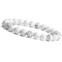 Young & Forever Gift Certified Reiki Crystal Semi Precious Gemstone Howlite Bracelet Calming Healing Stone Stretch Bracelet for Men and Women