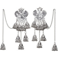 Shining Diva Fashion Latest Stylish Oxidised Chain Jhumka Earrings for Women and Girls (13190er)